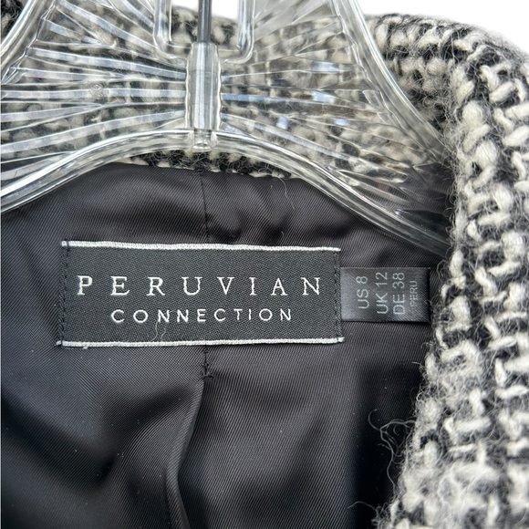 Peruvian Connection Wool/Alpaca Tweed Black & White Blazer Jacket - Size 10 - Picture 8 of 10